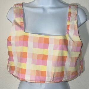 Buddy Love Pink Orange Sleeveless Crop Tank Top